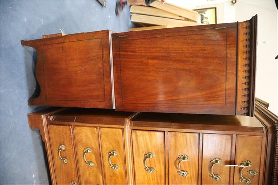 A George III Hepplewhite period mahogany dwarf linen press W. 3ft 9in. D.1ft 10in. H.5ft 6in.